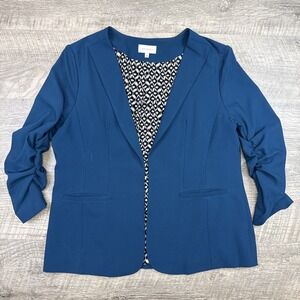 Skies are Blue open blazer women's XXL teal ruched sleeves business casual work